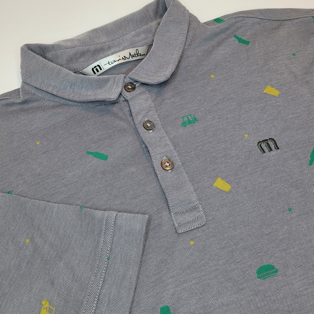 Travis Mathew Shirt Mens Large Short Sleeve Drinks & Golf Lightweight Gray
